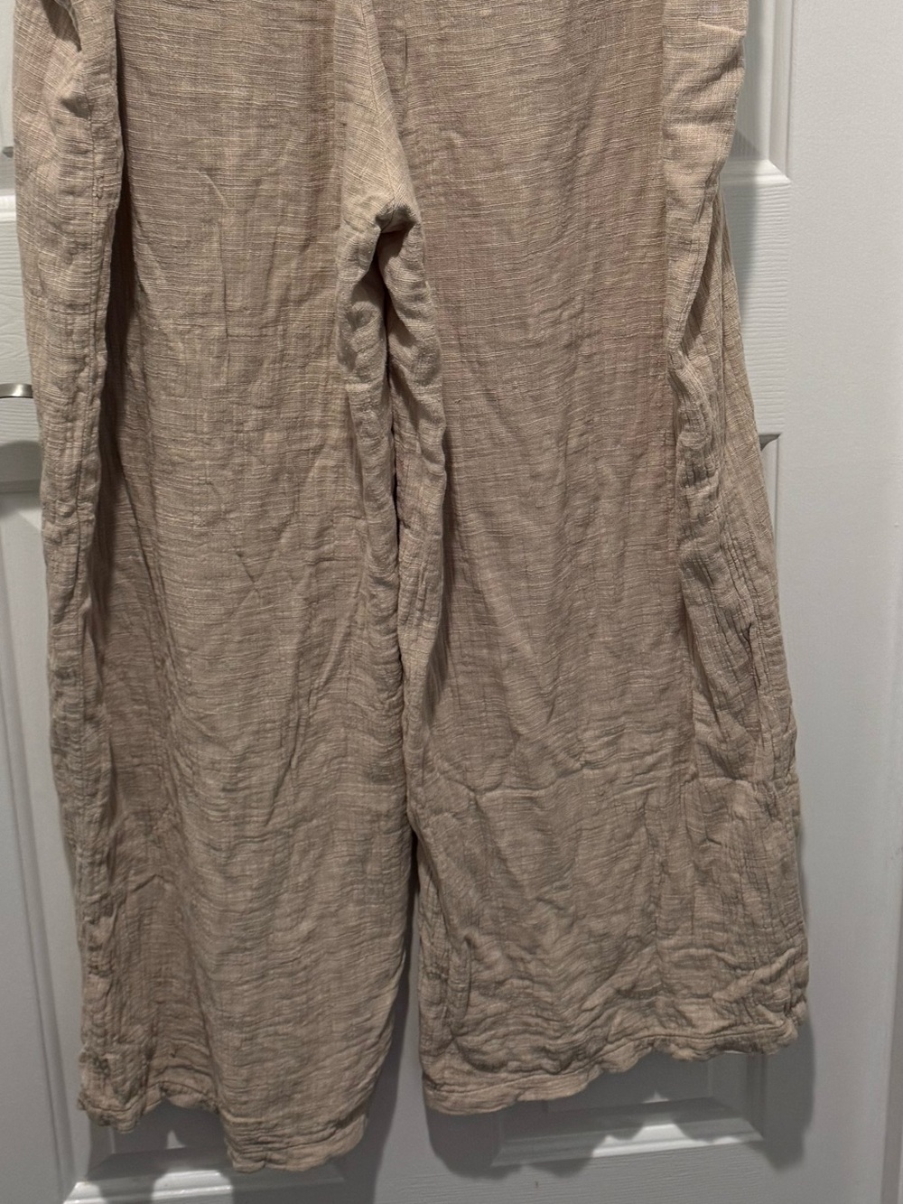 Rusty Beige Gauze Linen Wide-Leg Pants Size XL - Picture 12 of 16